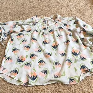 LC Lauren Conrad light green floral sheer blouse